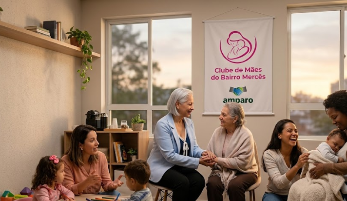 Voluntárias do Projeto Amparo acolhendo famílias e crianças